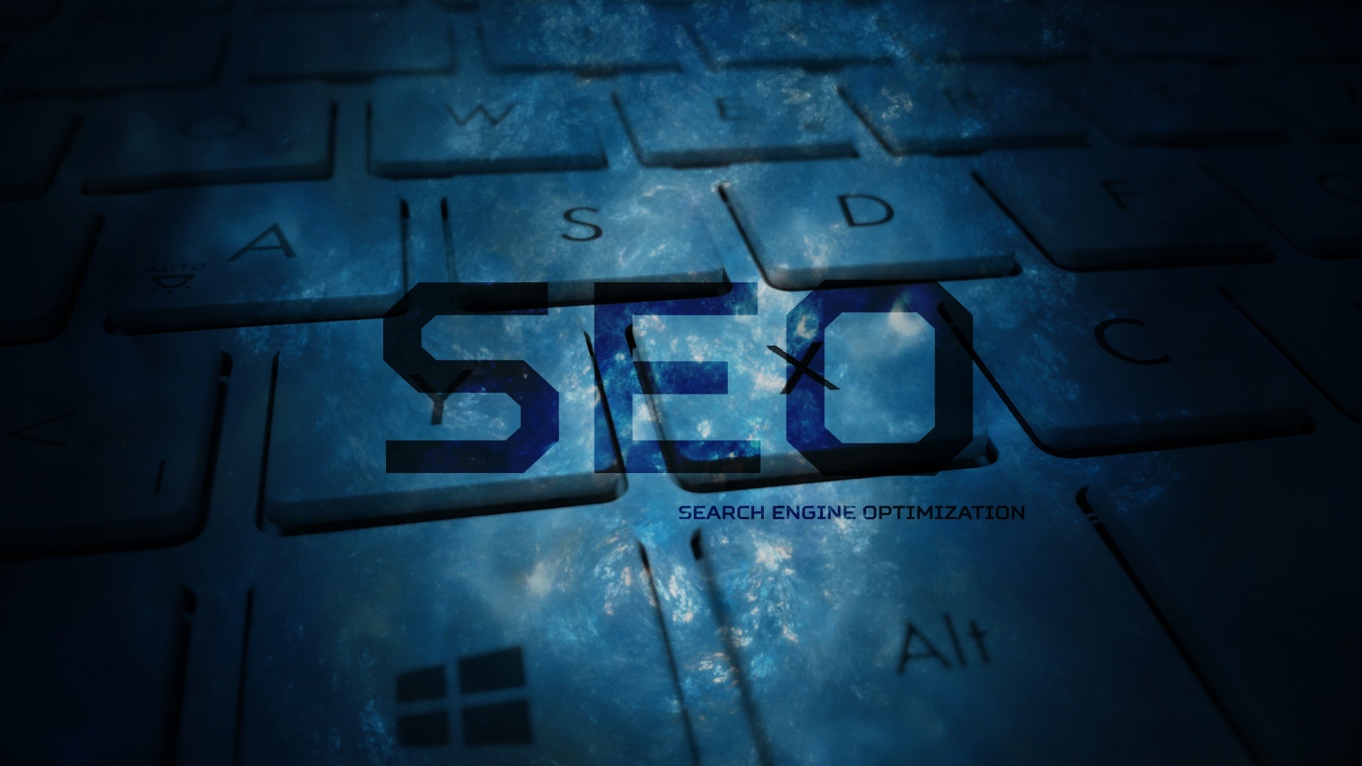 SEO text on keyboard