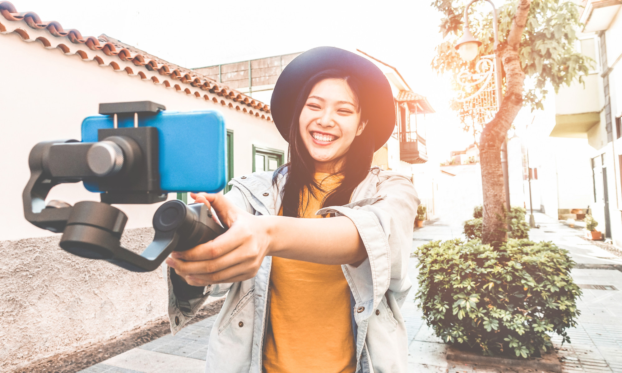 woman taking video of self